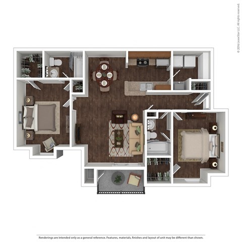 2 bedroom 2 bath floor plan A at Canopy Glen, Norcross, GA